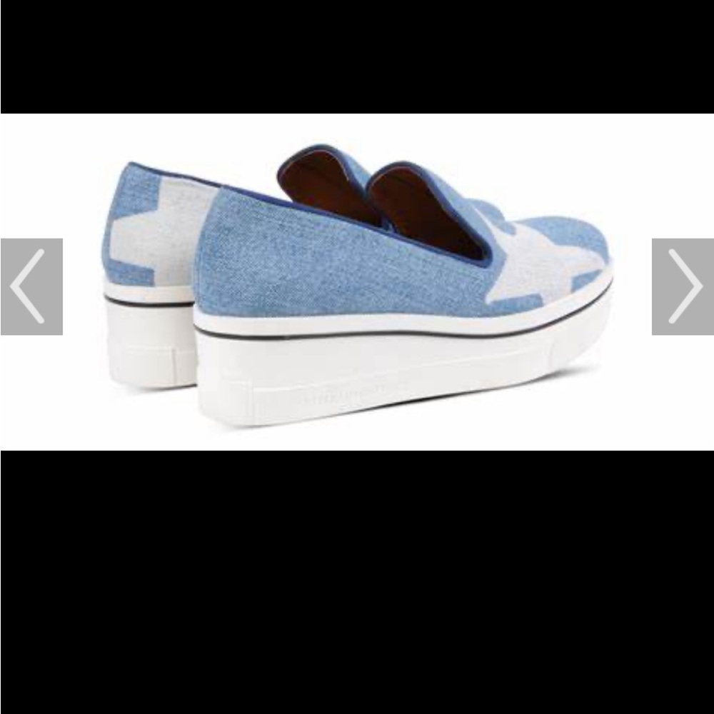 Stella McCartney Blue and White Star Loafers